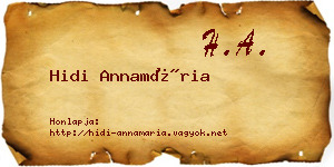 Hidi Annamária névjegykártya